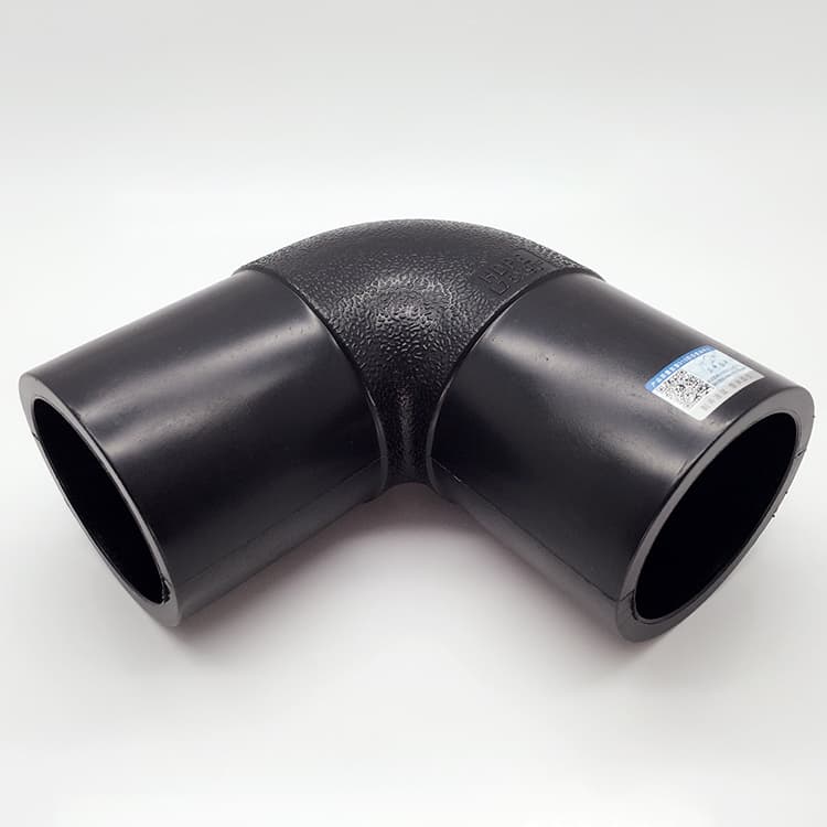 A 45° elbow lying down, both bores open to the camera