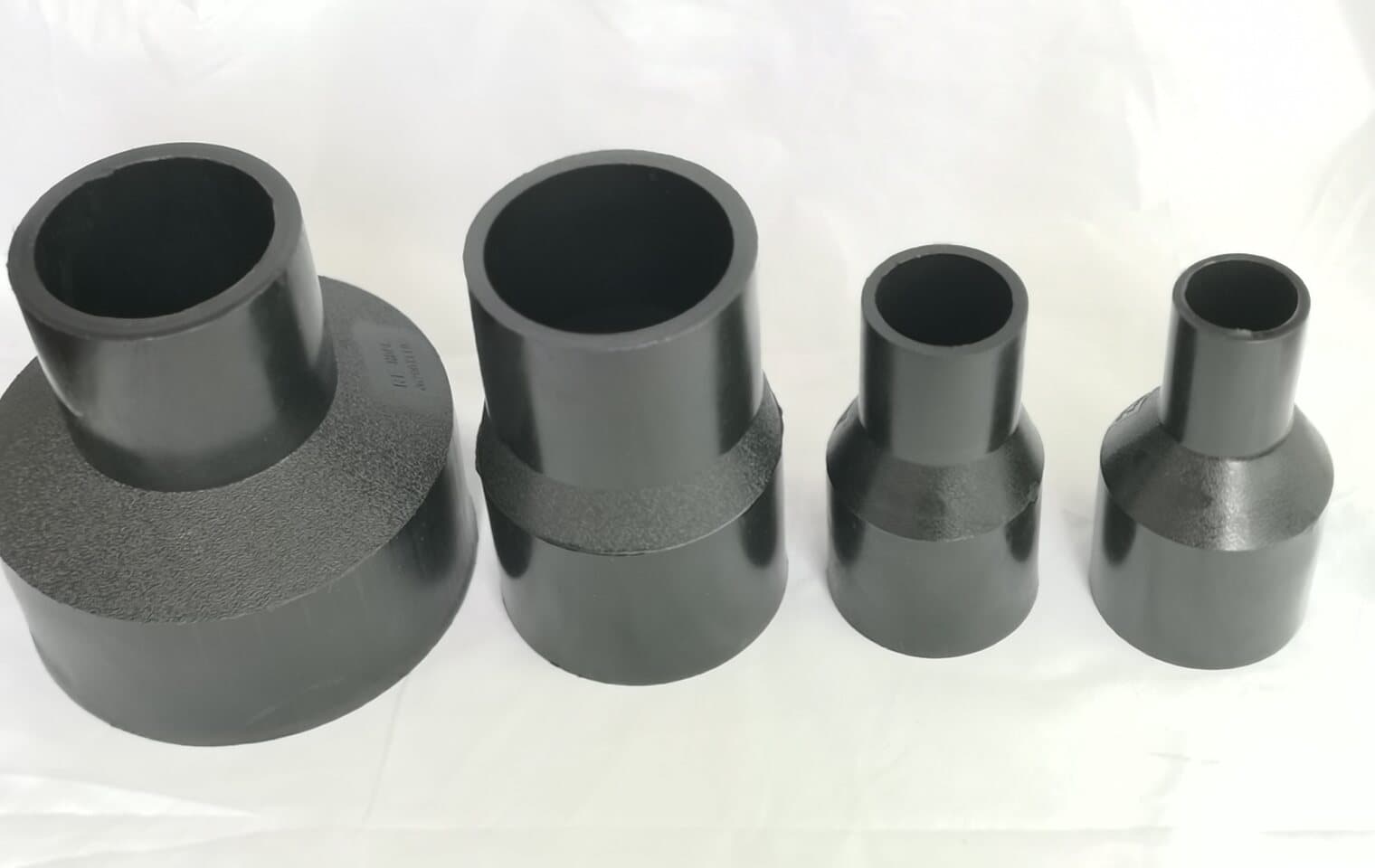 Four concentric PE reducers stepped down in size, side by side