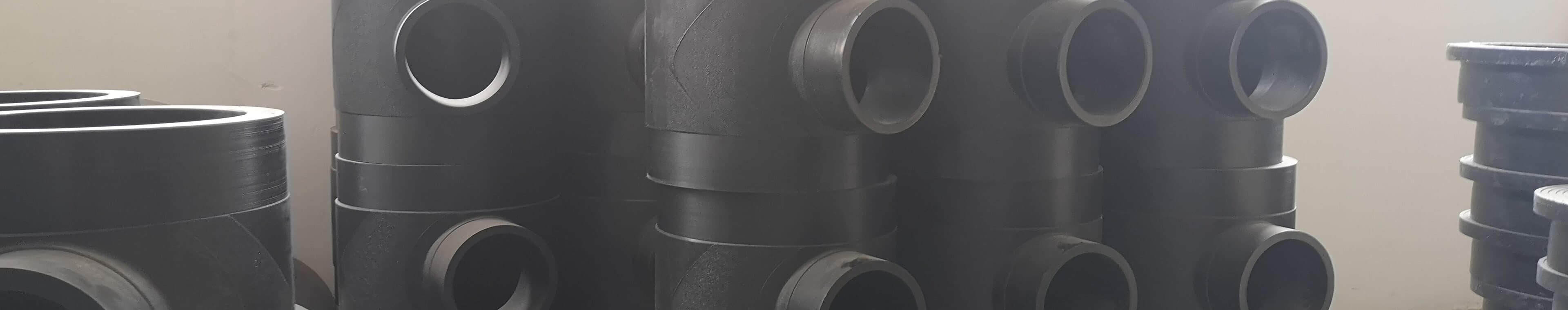 Prefabricated fittings palletised and strapped for despatch
